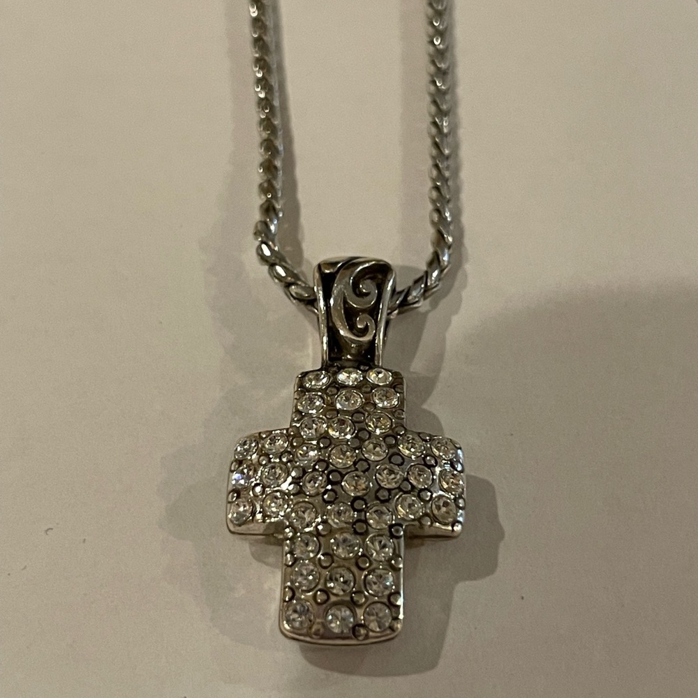 Brighton Meridian Swarovski Crystal Black Silver Sacred Cross Necklace